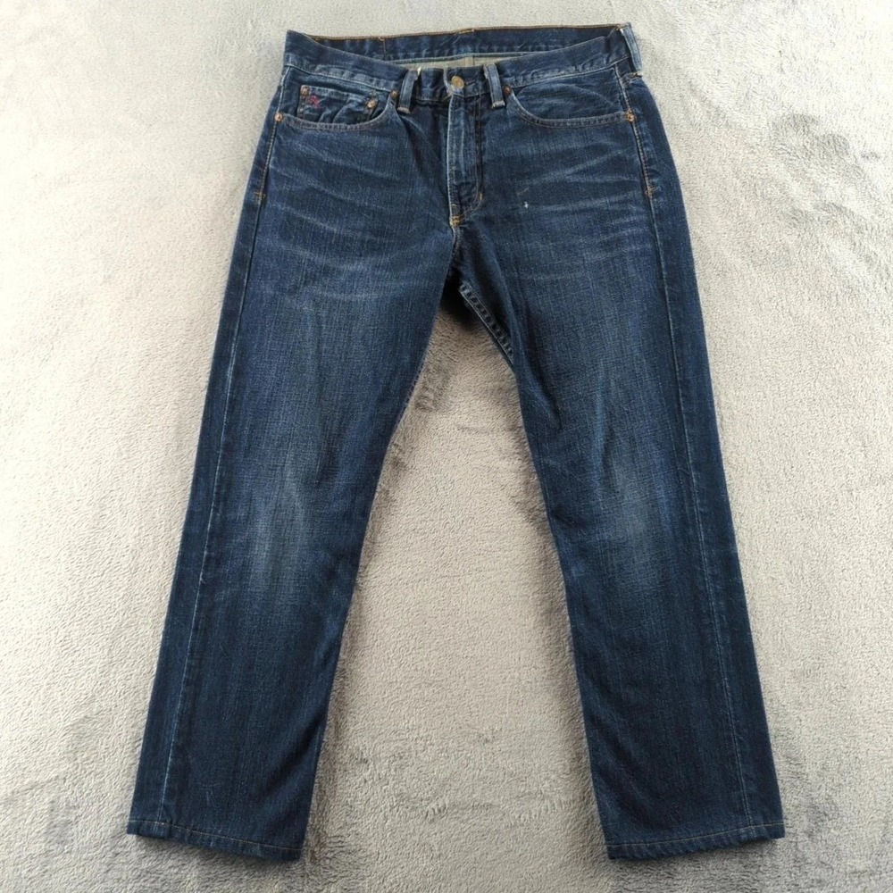 Polo Ralph Lauren Jeans Mens 32x26* Blue Dark Wash Faded 381 Slim Straight Denim